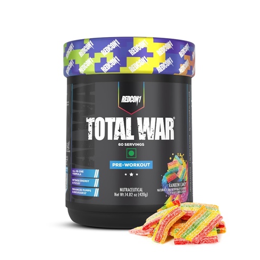 [BRSRGYIZCAARY3L2] Redcon1 Total War - Pre Workout, 60 Servings (Rainbow Candy)