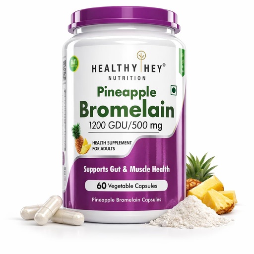 [BRSWG235CMIWADQ4] HealthyHey Nutrition Bromelain Digestive Enzyme- High Concentrate -60 Veg. Capsules (Pack of 1)