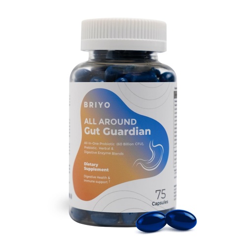 [BRSRAZA3OIPRM3LX] Briyo Gut Health Support – 60 Billion CFU Probiotics with Prebiotics, Digestive Enzymes & Herbs | Gut Guardian Formula to Boost Good Gut Bacteria, Support Digestion & Immunity, and Relieve Bloating & Gas