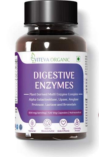 [BRSW2AIPOF6Q2E32] Digestive Enzymes 500mg - 120 Veg Capsules with Bromelain, Alpha Galactosidase, Lipase, Amylase, Protease -Digestive enzyme supports Gut Health, Liver Detox, Constipation Relief