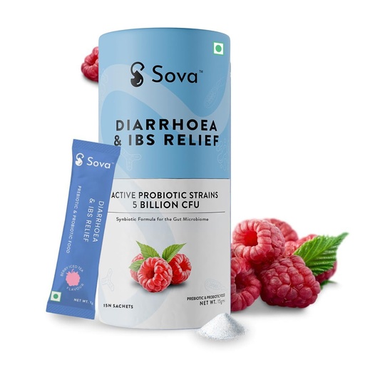 [BRSROZQ7OYCWCCD2] Sova Plug The Flow for Diarrhea, IBS Relief, Prevent Loose Stools, Upset Stomach | 5 Billion CFUs | Clinically Researched Prebiotics, Probiotics & Digestive Enzymes for Men & Women | 15 Sachets