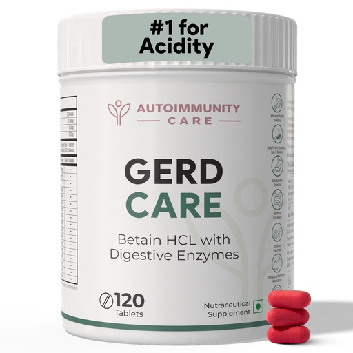 [BRSROFL2CMNGEADH] Autoimmunity Care GERD Care – Betaine HCL with Pepsin & Enzymes | Supports Low Stomach Acid, Acid Reflux & Heartburn Relief | Acidity & Bloating Relief, Acidity Tablet for Acid Reflux & Heartburn Relief | 120 Tabs