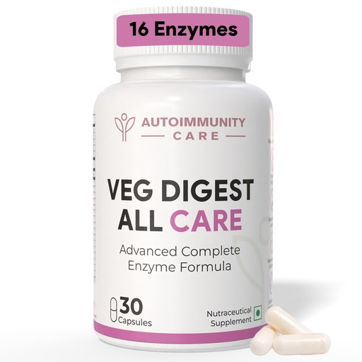 [BRSROAQQBMMRAFLA] Autoimmunity Care Veg Digest All Care – Complete Digestive Enzymes Supplement with Betaine HCl | Supports Faster Digestion, Acidity, Bloating & Gas Relief | Digestive Enzyme Tablets | 30 Caps (30 dose)