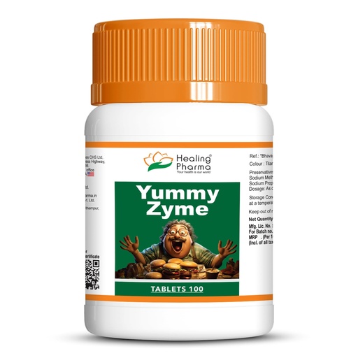 [BRSREGQDBUCB6ELU] Healing Pharma - Yummy Zyme Digestive Enzyme Tablets | Relief from Indigestion, Heartburn, Bloating, Acidity & Gas | Ayurvedic Digestion Tablets | Improves Digestion & Gut Health - 100 Tablets
