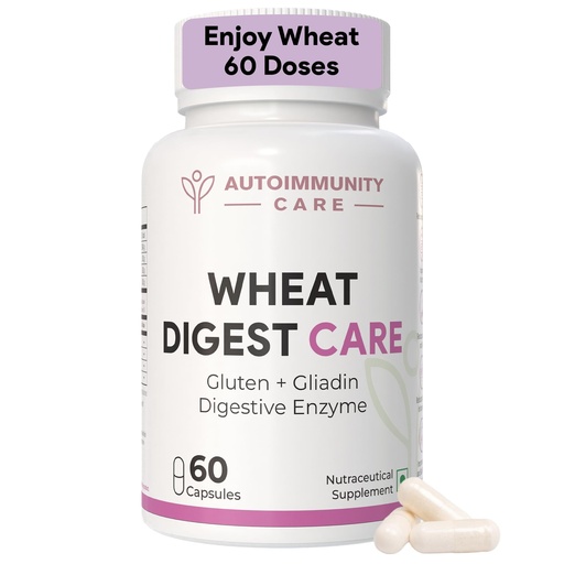 [BRSROFD7OQFQY23L] Autoimmunity Care Wheat Digest Care |Wheat Gluten Digestive Enzyme Supplement for Wheat & Gluten |Helps Digest Wheat, Maida & Grains |Digestive Enzymes for Bloating, Gas & Gut Health | 60 Caps & Doses