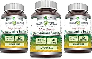 [BRSRAHA3CMCGYYDV] Amazing Formulas Glucosamine Sulfate 1000 mg Capsules Supplement | Non-GMO | Gluten Free | Made in USA (3 Pack | 120 Count)