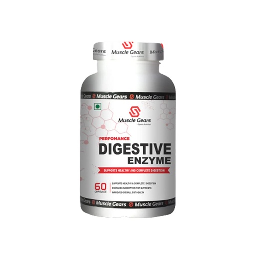 [BRSW2AYKDEMBEDL6] Muscle Gears Multi Enzyme Complex | Lipase, Protease & Amylase | Digestive Health Supplement | Nutrient Absorption, Gut Health & Bloating Relief | Digestion Support | 60 Capsules