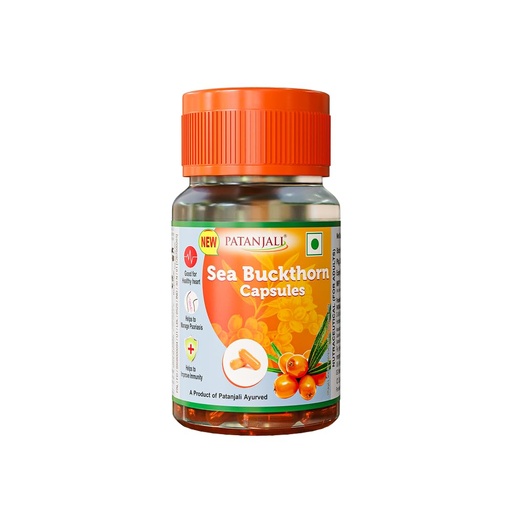 [BRSREFQ3OF7QGCAY] Patanjali Sea Buckthorn Capsules | Natural Supplement for Heart Health, Immunity & Skin Care | Source of Omega 3 6 7 & 9 | Pack of 1