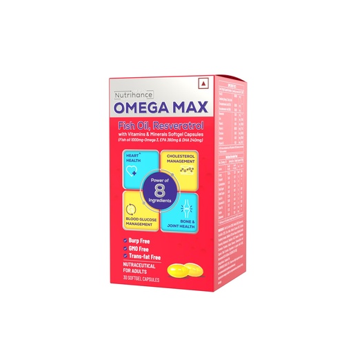 [BRSRAZA6BMFGYHLF] Omega Max Fish Oil Capsule For Men And Women, 30 High Omega 3 Fish Oil Capsules
