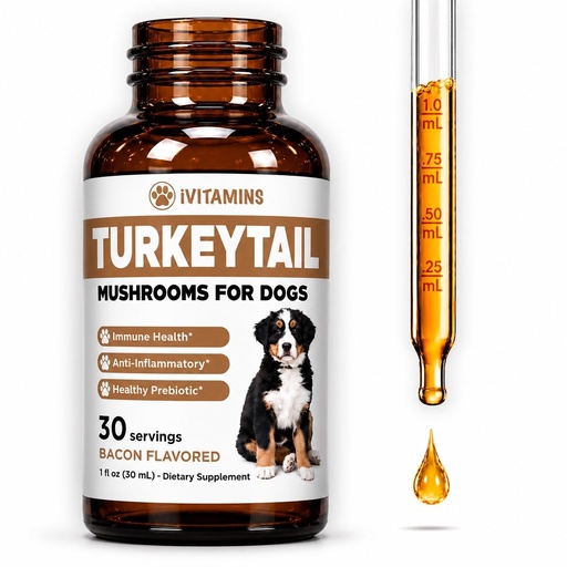 [BRSROGIKOAIGADYV] Turkey Tail Mushroom for Dogs - Helps to Boost the Immune System, is a Healthy Prebiotic, & Much More - Turkey Tail for Dogs - Dog Mushrooms - 1 fl oz