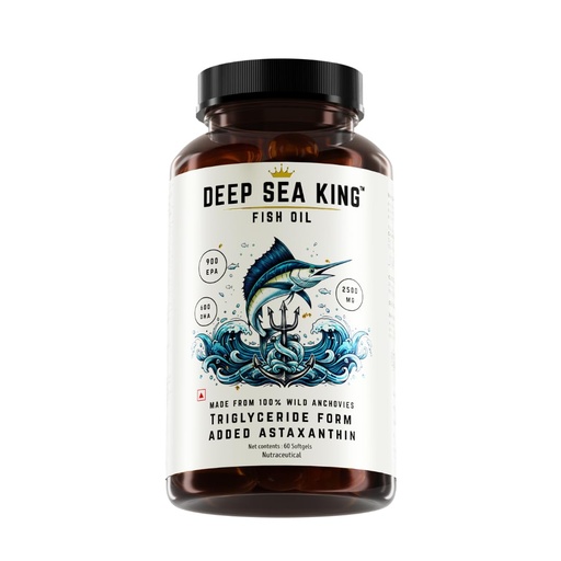 [BRSRAHALO4BRECI4] Deep Sea King - 100% Anchovies Fishoil + 10mg Astaxanthin | 900 EPA 600 DHA | 30 Day Supply