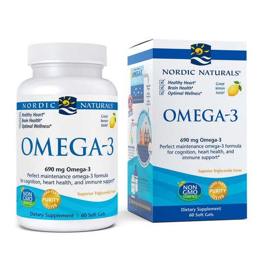 [BRSWIYAKCIOGAA3K] Nordic Naturals Omega 3 Fish Oil EPA And DHA | 690Mg Omega3 Support Brain, Heart Health & Immunity | Omega Fish Oil For Men & Women Lemon Flavour 60 Softgels