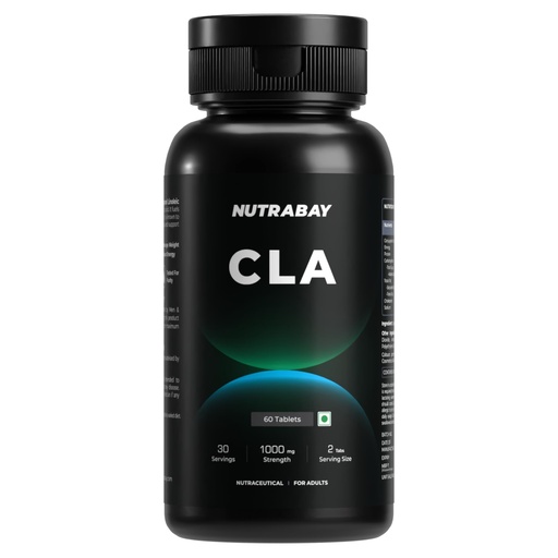 [BRSROZACC4IQIHIU] Nutrabay Pro CLA (Conjugated Linoleic Acid) | Fat Burner, Boosts Metabolism & Lean Muscle Build Supplement, 1000mg - 60 Veg Tablets