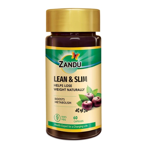 [BRSWYCQQPINQ2YLP] Zandu Lean & Slim | Enriched With The Goodness Of 6 Herbs To Help You In Weight Loss Journey | Acts As A Metabolism Booster & Supports Weight Management, (60 Caps), Pack of 1