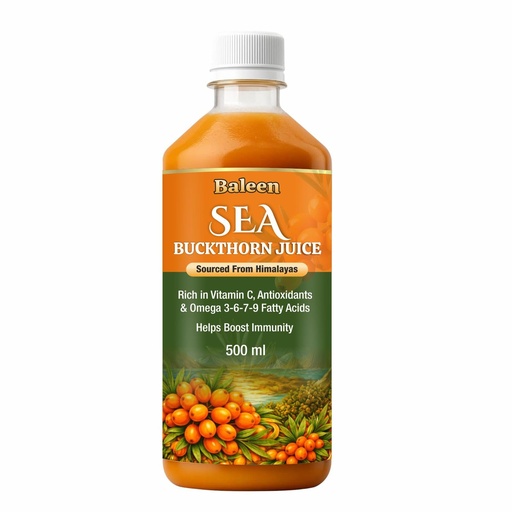 [BRSRYZQFPICGOAA3] Baleen Sea Buckthorn Juice 500ml (Pack of1) | Himalayan Sea Buckthorn Berry Juice With Omega 3 6 9 & 7 Fatty Acids | Pure Seabuckthorn Pulp Juice with Vitamin C Antioxidants