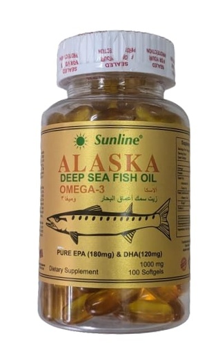 [BRSRAFQKCF5BO23F] Alaska Deep Sea Fish Oil Omega 3, 100 Soft Gels, UAE Imported