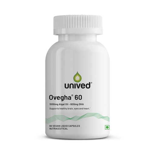 [BRSRGBQFBEMGACL2] Unived Ovegha 60 | Algae-Derived Omega-3 | 600mg DHA Per Serving (highest DHA/serving) | Vegan, No Fish Oil | Brain, Heart, Skin, Join, Hair, Eye & Prenatal Support | 60 Capsules