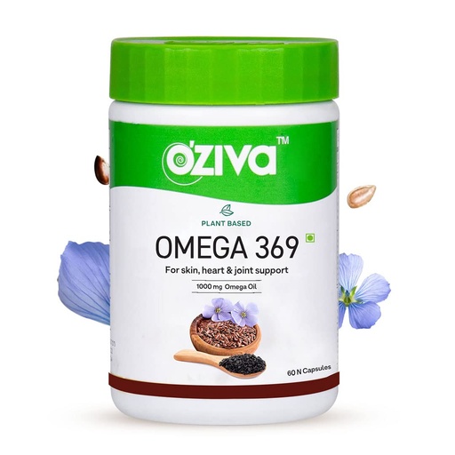 [BRSW2AQTOYJQGF3K] OZiva Plant Based Omega 3 6 9 Multivitamin Supplement for Men & Women (1000 mg Vegan Omega Oil Concentrate with Flaxseed & Blackseed Oil) Fatty Acids (Omega 3 6 9, 60 Capsules)