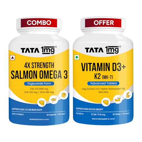 [BRSRGAA7O4IB63TK] Tata 1mg Salmon 4x 60 + Tata 1mg Vitamin D3 K2 60