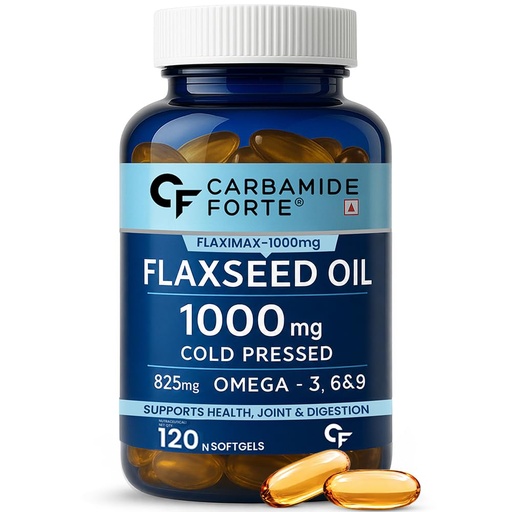 [BRSWGHADCECROA32] Carbamide Forte Cold Pressed Flaxseed Oil Omega 3 6 9 Capsules (1000mg) for Men and Women | Omega 3 Supplement | Omega 369 | Flaxseed Oil Omega3 Capsule | Omega Fatty Acid - 120 Capsules