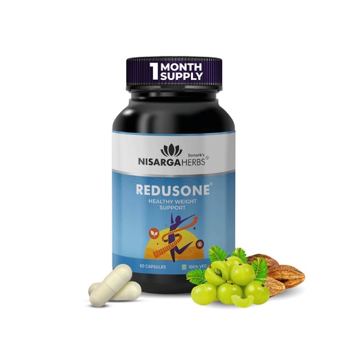 [BRSWGBL6BEPAEE3P] SONARK'S NISARGA HERBS Redusone (60 Veg Capsules) – Natural Ayurvedic Weight Management & Metabolic Support – Herbal Formula for Healthy Digestion, Energy Balance & Fat Metabolism