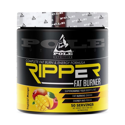 [BRSRMCQODEFAI2TJ] Pole Nutrition Ripper Fat Burner - Tropical Mango Flavor | 250g | 50 Servings - Supercharge Your Body Fats with Premium Thermogenic Formula
