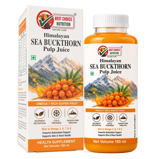 [BRSRY2YBCIHB6EL4] Himalayan Sea Buckthorn Juice | Natural Source of Vitamin C, Omega 3 6 7 9 & Antioxidants | Supports Immunity, Skin & Digestive Wellness 180ml
