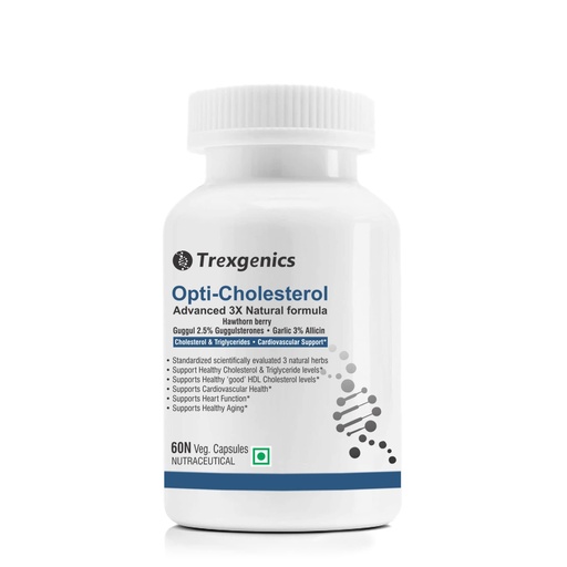 [BRSRMYY6BMBGGF3L] Trexgenics OPTI-CHOLESTEROL Support 3X Herbs, Cardiovascular, Blood Pressure, Triglycerides Support VEGAN & NON-GMO (60 Veg. Capsules) (Pack of 1)