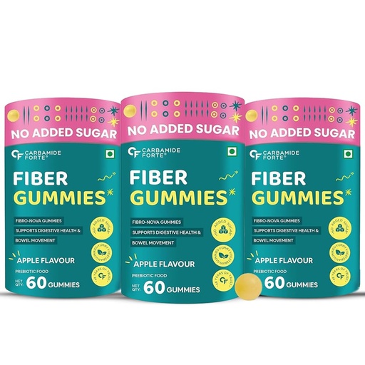 [BRSRAGL5C4NROHQU] Carbamide Forte Fiber Gummies | Daily Fiber Supplement Gummies Supports Healthy Digestion & Supports Blood Sugar Management | Prebiotic Dietary Fiber Supplement | 60 Veg Apple Flavoured Gummies