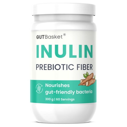 [BRSRAAIZAQFWYCDH] Gutbasket Pure Inulin Powder (300g) - Prebiotic Fiber for Gut Health & Digestive Wellness - Vegan, Non-GMO, Gluten-Free - Perfect for Smoothies, Coffee, and Baking