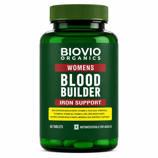[BRSRYZA5O57QAFL5] Women's Blood Builder Iron Support| 60Tablets| Ferrous Bisglycinate with Copper,zinc, Folic acid, Vit. C, B12, B6, Beetroot,Moringa,Shatavari | Iron Supplement for Women