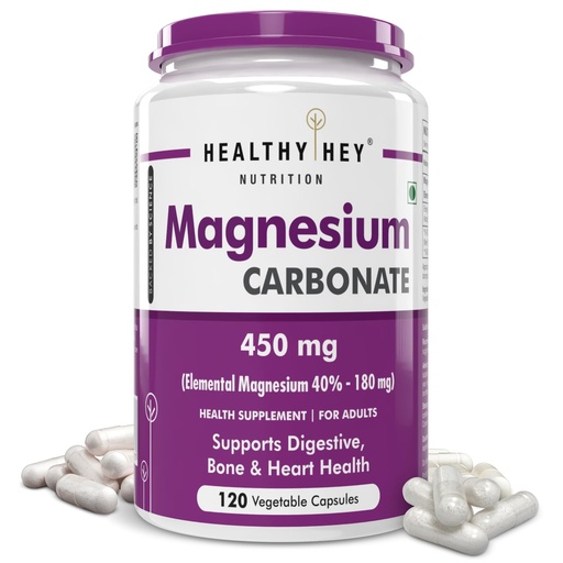 [BRSRAEITOICW2F3Z] HealthyHey Nutrition Magnesium Carbonate 450mg - 120 Vegetable Capsules