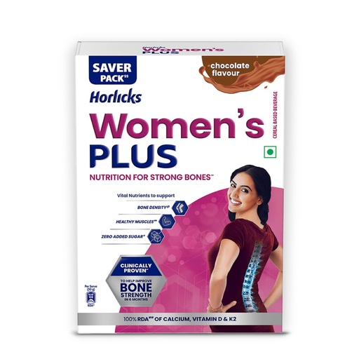 [BRSWIBQABYDWA3TA] Horlicks Women's Plus Chocolate Nutrition Drink 400 g Refill Pack, Nutrition for strong Bones with 100% daily Calcium & Vitamin D - No Added Sugar