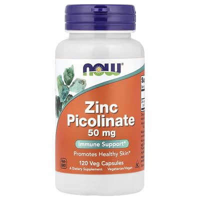 [BRSRABATPMBAE2TX] NOW Foods Supplements, Zinc Picolinate 50 mg, Supports Enzyme Functions*, Immune Support*, 120 Veg Capsules (Packaging may vary)
