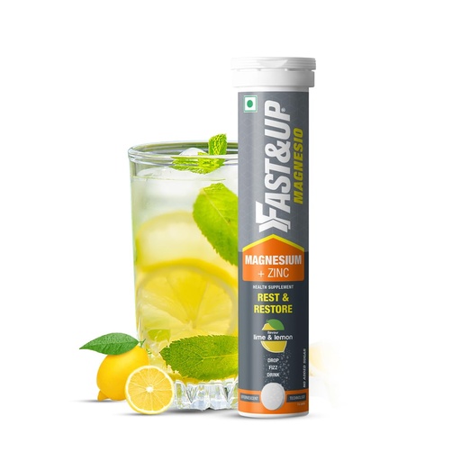 [BRSWGA33C4OQ223H] Fast&Up Magnesio - Magnesium and Zinc for Muscle Health and Stress - 20 Effervescent Tablets - Lime and Lemon Flavor