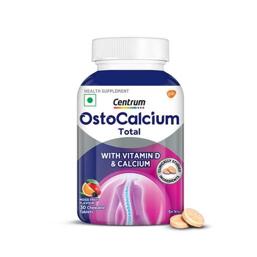 [BRSROYYCCQNWA2DG] Centrum Ostocalcium Total Chewable Tablets For Women & Men | Vitamin D & Calcium Tablets To Support Strong Bones, Joints & Muscles |30 Tablets