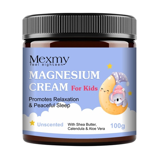 [BRSRYZ34AANA4E3A] Mexmy Magnesium Cream for Kids 100g | Unscented Bedtime/Night Body Cream with Magnesium, Shea Butter, Calendula & Aloe Vera | For Sleep & Growing Pains | For Relaxation & Daily Skin Care (Pack of 1)