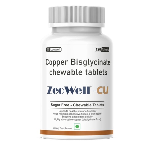 [BRSRGH3YCMNRY2AZ] CU by LeeWell Copper Bisglycinate Supplement, 120 Tablets