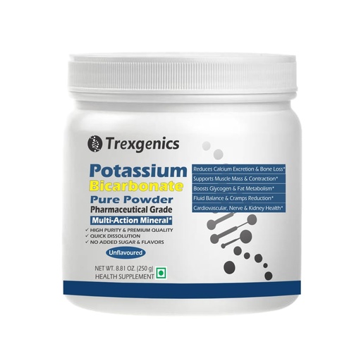[BRSRE2QDPMJWEDIV] Trexgenics POTASSIUM BICARBONATE Pure Powder Pharmaceutical Grade Electrolyte Balance, Nerve & Muscle Health (250 gram / 8.81 OZ)