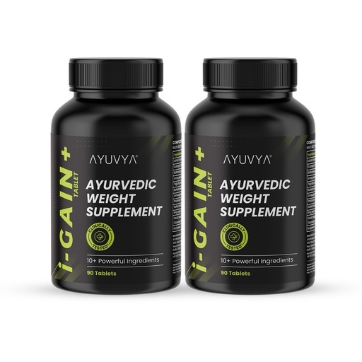 [BRSRMAQBCMIREC3B] Ayuvya i-GAIN+ | Clinically Proven Ayurvedic Weight Gainer | Helps in Improving Appetite & Weight | Pack Of 2 | As Seen on Shark Tank