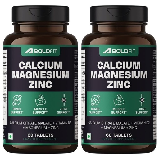 [BRSRM2QECUCWOFDV] Boldfit Calcium Tablets 1000 mg with Magnesium & Zinc for Women and Men, Calcium Supplement for Bone & Joint Support, 120 Tablets