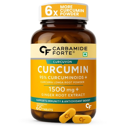 [BRSWYFALAV4GGA3X] Carbamide Forte Curcumin Tablets with Piperine and 95% Curcuminoids | Anti inflammatory Supplement for Adults | With Curcuma Longa, Turmeric & Ginger Root extract | 60 Veg Tablets