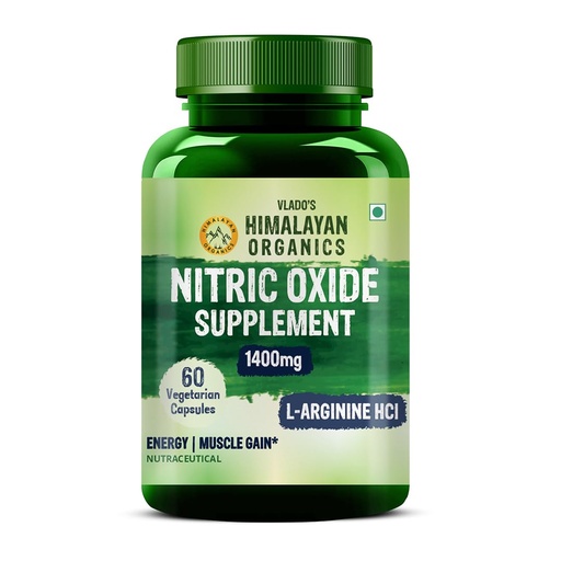 [BRSW2ZDRAQPA2CI6] Vlado’s Himalayan Organics Nitric Oxide 1400mg With L-Arginine HCI Caffeine Supplement | Good For Muscle Growth, Stamina, Recovery, Immune Booster & Energy- 60 Veg Capsules