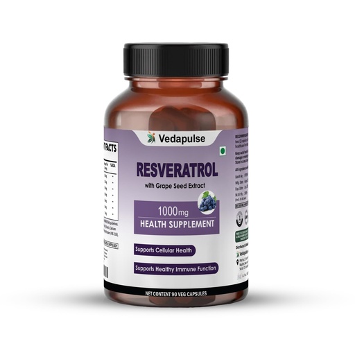 [BRSREZLQCIPA22DP] Resveratrol 1000mg with Grape Seed, Milk Thistle, Quercetin, NAC, Turmeric & Black Pepper – 90 Veg Capsules | Antioxidant & Heart Health Support | Health Supplement