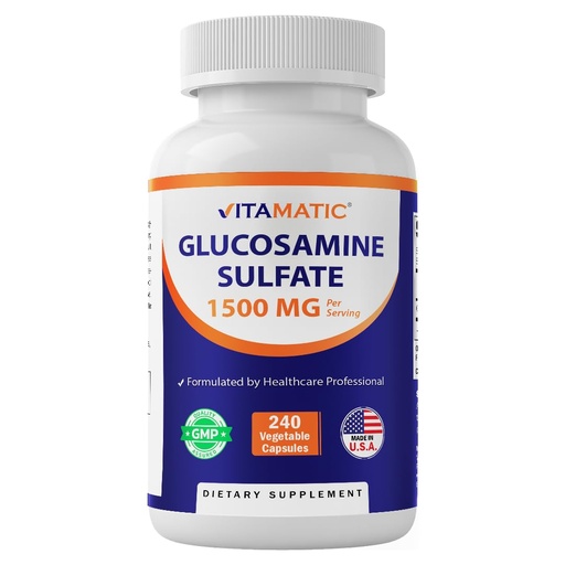 [BRSRAGT2OR7BUGQU] Vitamatic Glucosamine Sulfate Supplement, 1500mg, 120 Servings, 240 Capsules