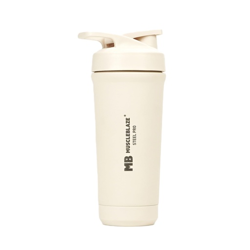 [BRSRGGLQAUCGKDLJ] MuscleBlaze Stainless Steel Gym Shaker Pro, Beige, 700ml