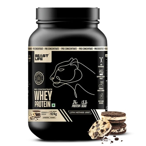 [BRSRAAANBN4BMC32] BeastLife Pro 100% Whey Protein Powder| 2 Lbs | Cookie & Cream | Muscle Growth & Recovery|Fast Absorbing, No Bloating |Ultrasorb Tech For Fast Digestion|NABL Lab Certified | 24g Protein, 5.3g BCAA