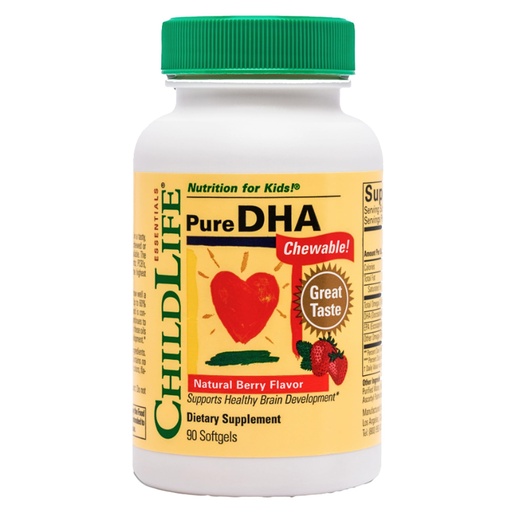 [BRSWIYTQB4HGEELK] CHILDLIFE ESSENTIALS Pure DHA for Kids - Omega 3 Fish Oil Supplement for Children, Babies, & Toddlers, Pure DHA Softgel Chewables, Gluten Free, Natural Berry Flavor - 90 Softgels (Pack of 1)