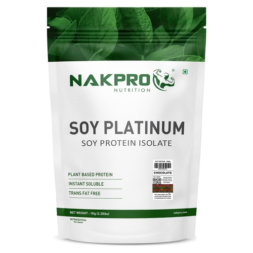 [BRSW2CQPAEJQIYD2] NAKPRO NUTRITION 100% Soy Protein Isolate | Chocolate - 1kg | 27.87g Protein |Plant Based Protein Powder