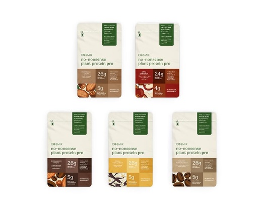 [BRSREBARAUBBUYI2] Cosmix No-Nonsense Plant Protein PRO Assorted Trial Pack, 26g Protein | Yeast Protein & Pea Protein Blend | Assorted, 38g Sachet x 5 | Clean, Easy to Digest